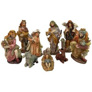 DICKSONS NATIVITY SCENE 10-PC SET RESIN FIGURES 5 3/4” NO BOX CHNAT-558 VINTAGE